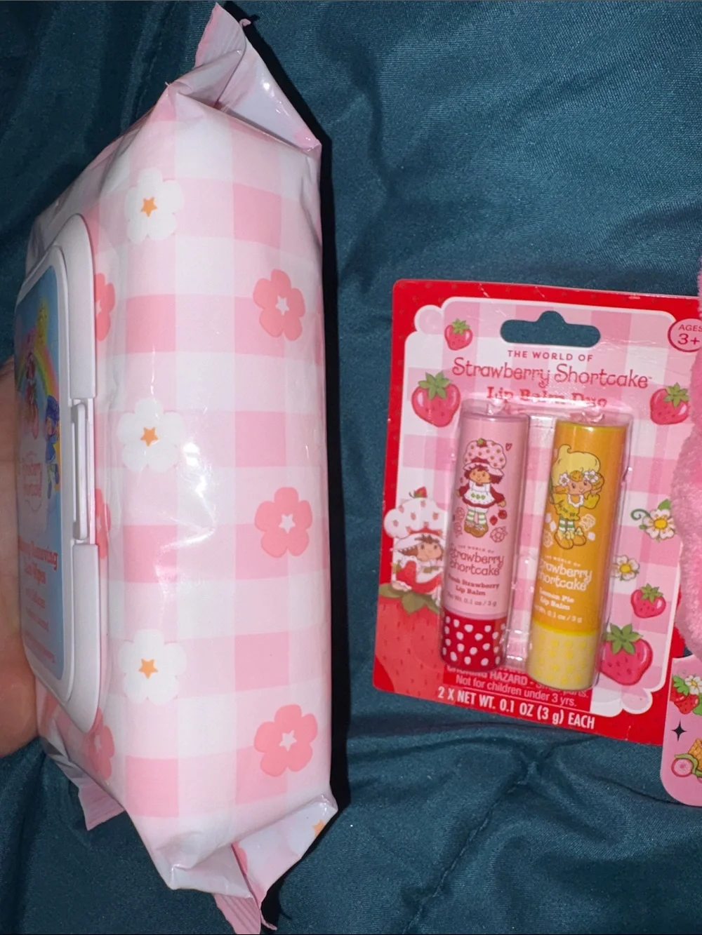 Strawberry Shortcake Pink Makeup Wristbands, Large Makeup Wipes & Lip Balms